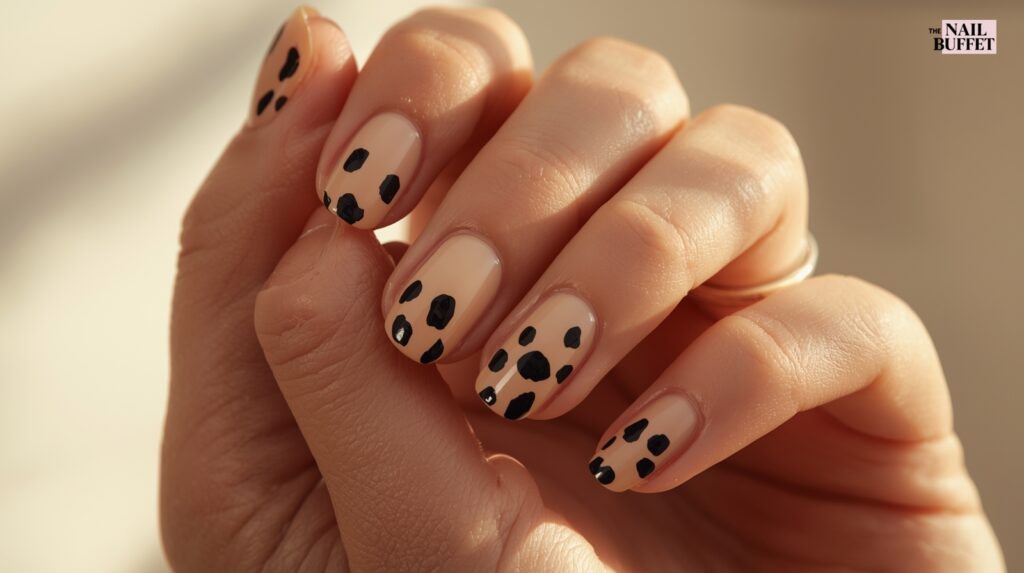 Cow Print Black Nails