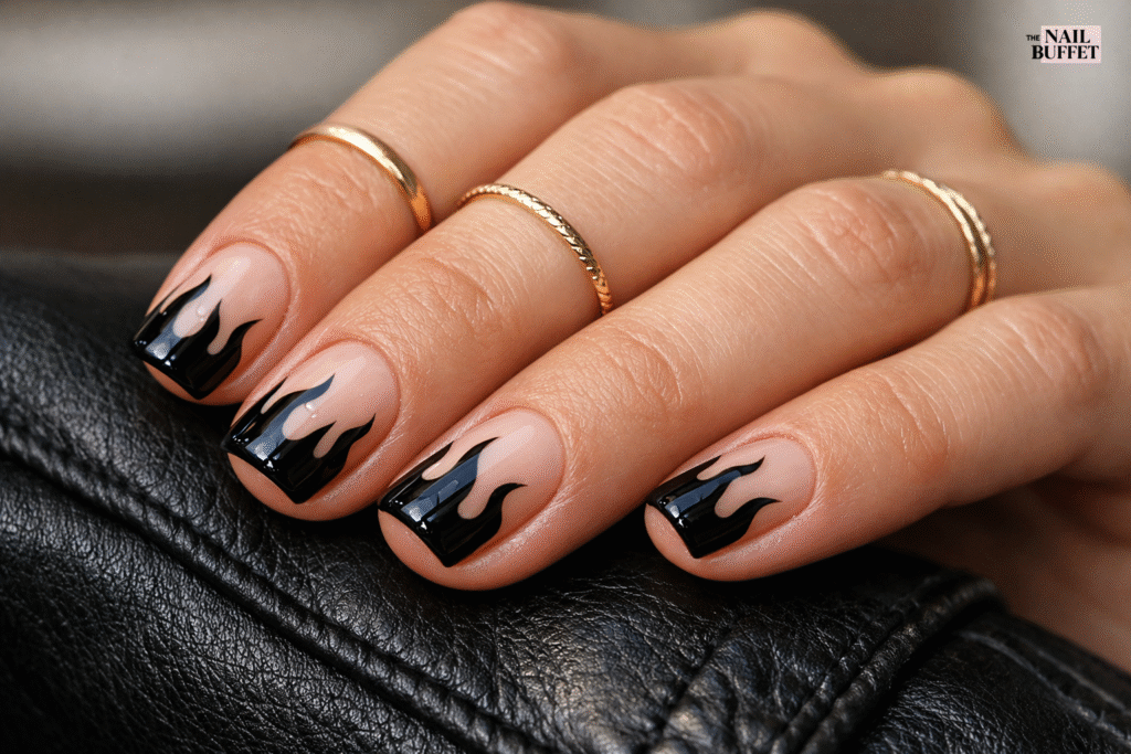 Flame Thrower Black Nails