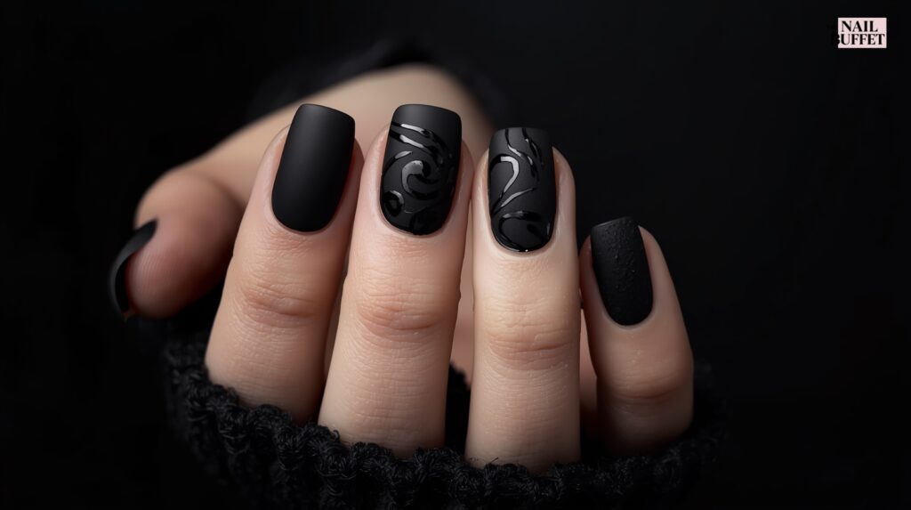 Zebra Print Black Nails