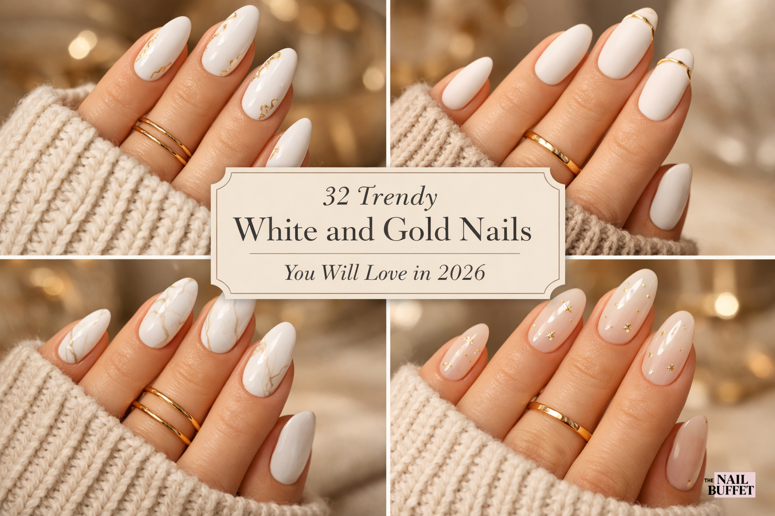 32 Trendy White and Gold Nails You Will Love in 2026