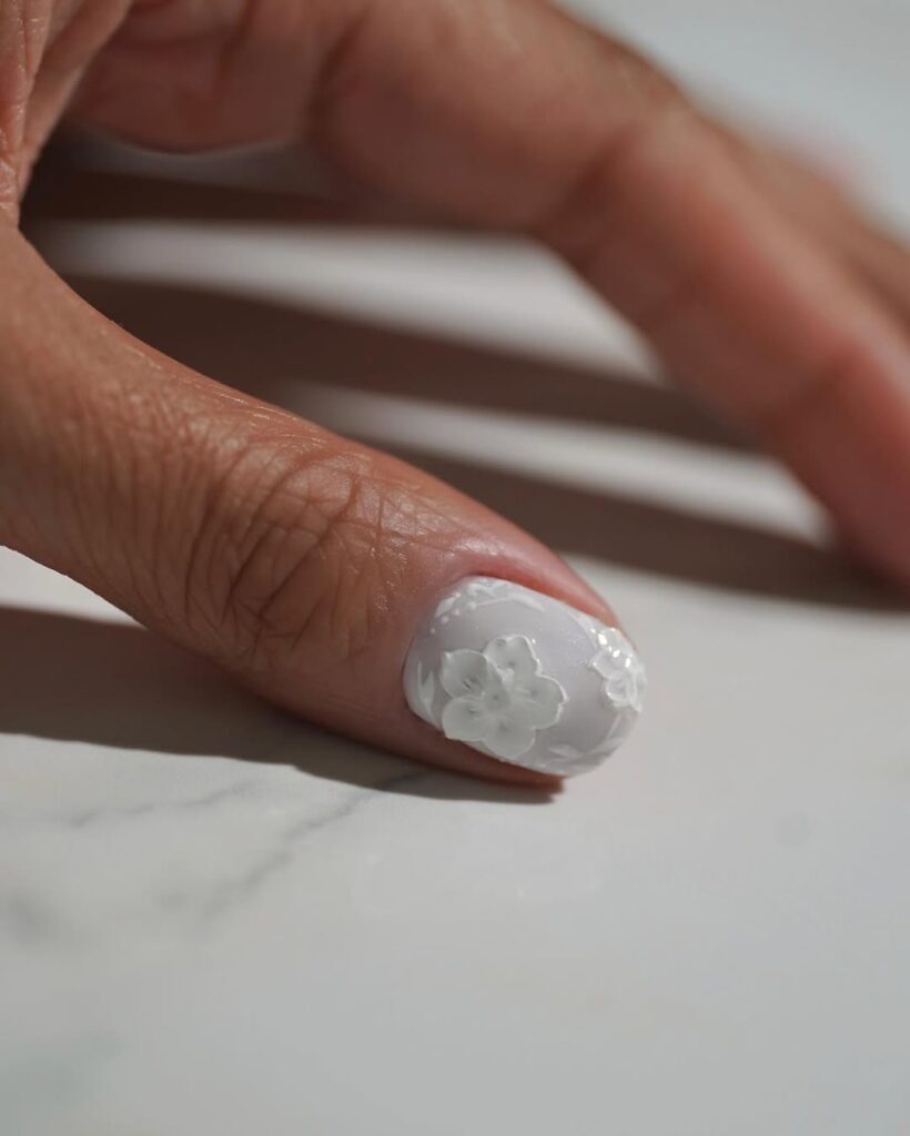 3D Floral Wedding Nails