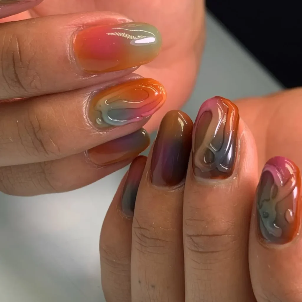 Autumnal Sunset Ombré Nails