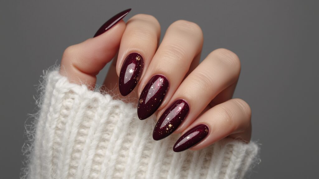 Burgundy Accent Nails.