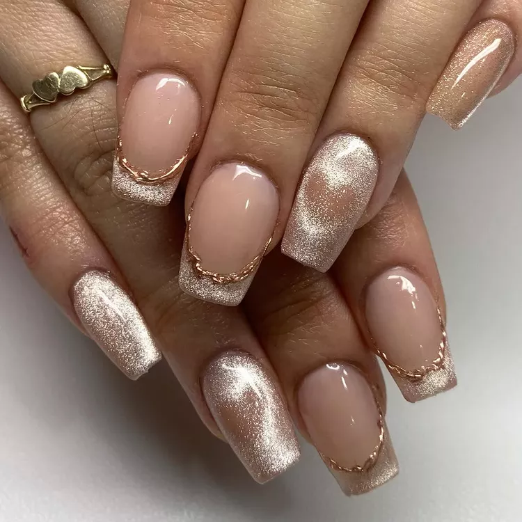 Champange rose gold nails