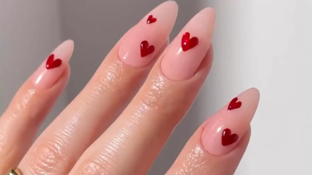 Glossy Heart Nails