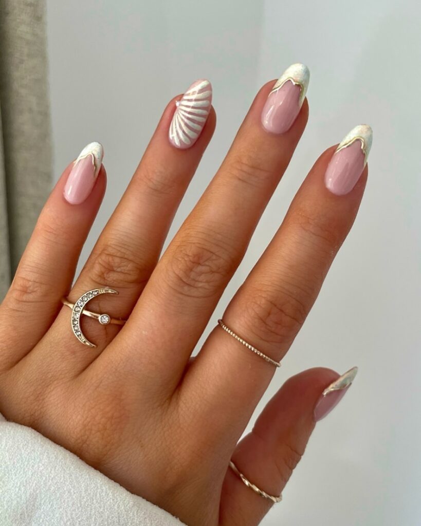 Mermaid Inspired French Tip Nails