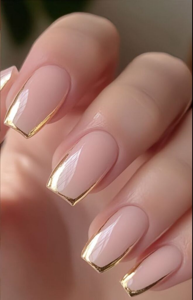 Natural Nails With Gold