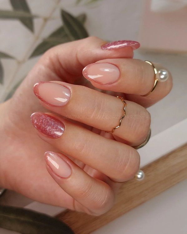 Rose Gold Almond Shaped Nails