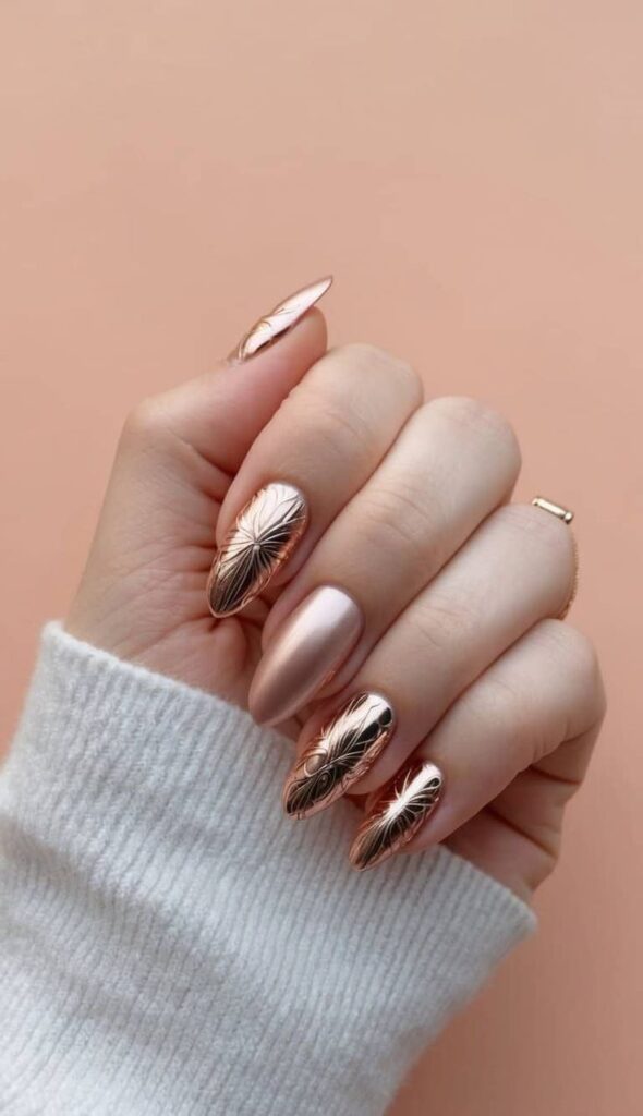 Rose Gold Sparkle Nails
