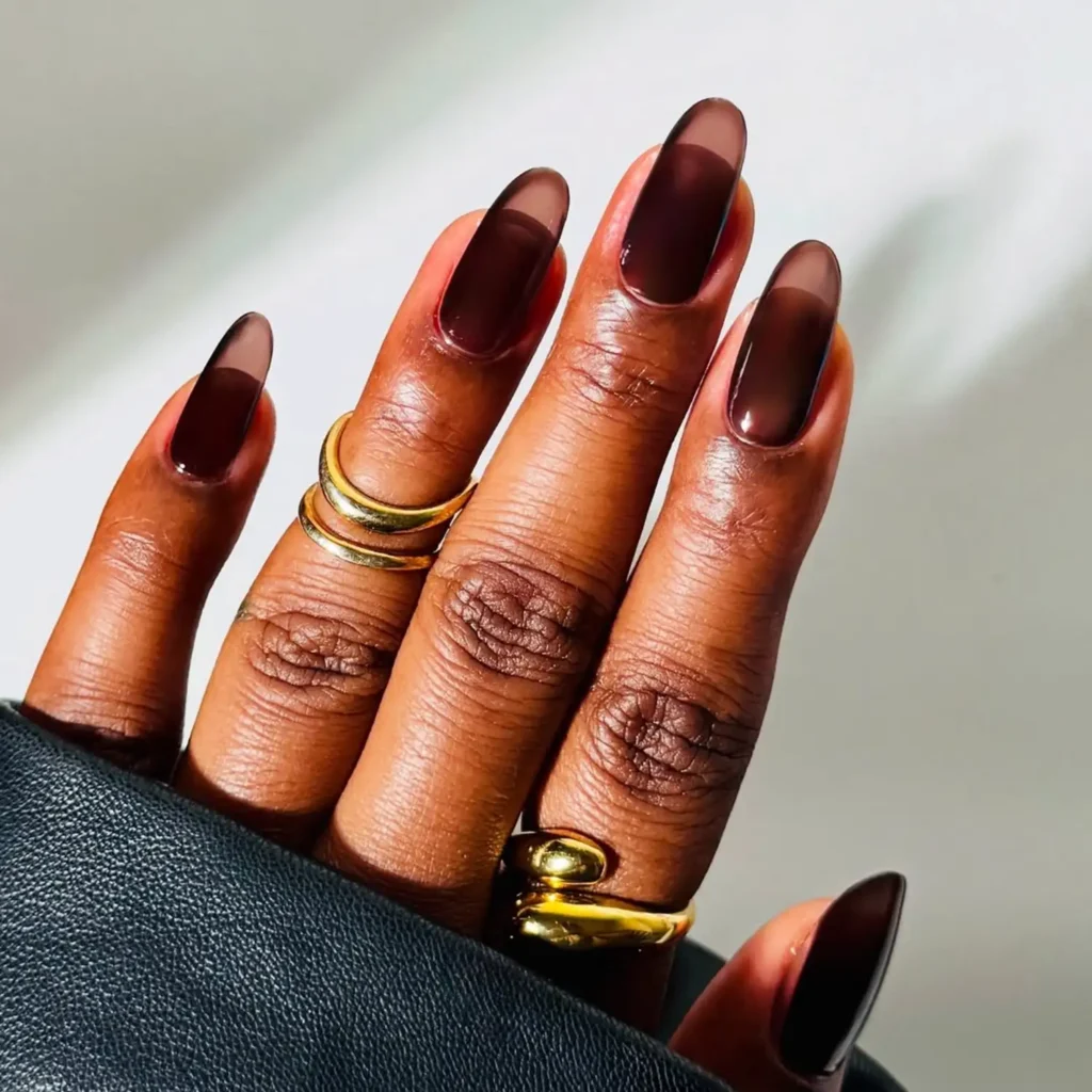 Sheer Dark Chocolate Nails