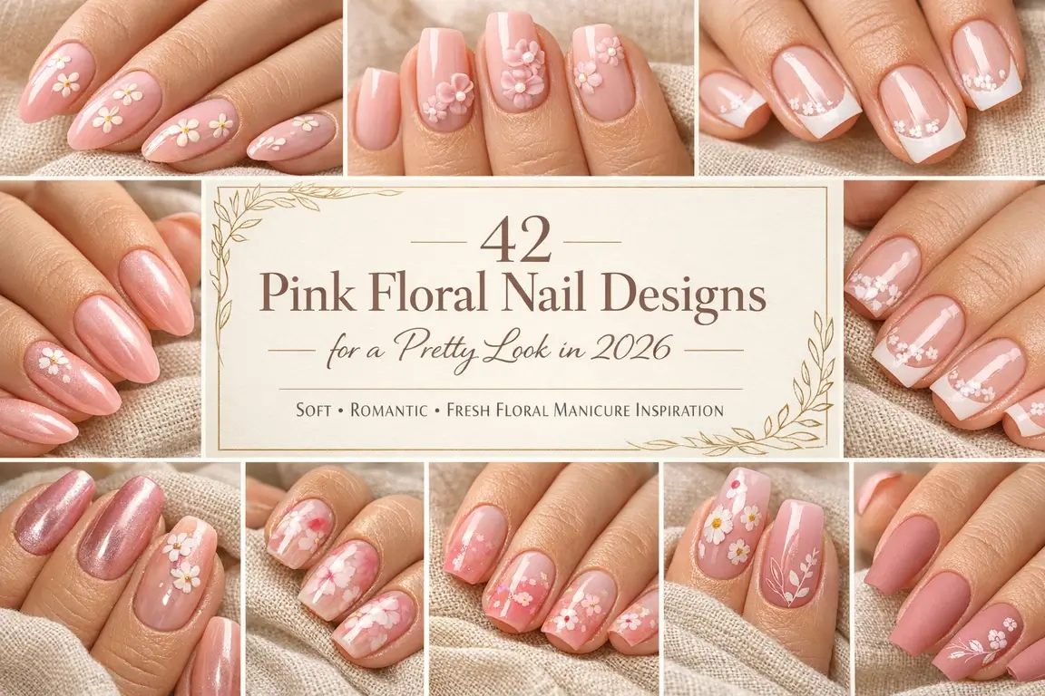 Pink Floral Nail