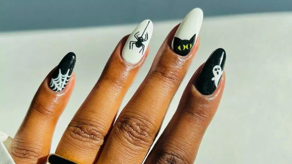 Black and White Halloween Nails
