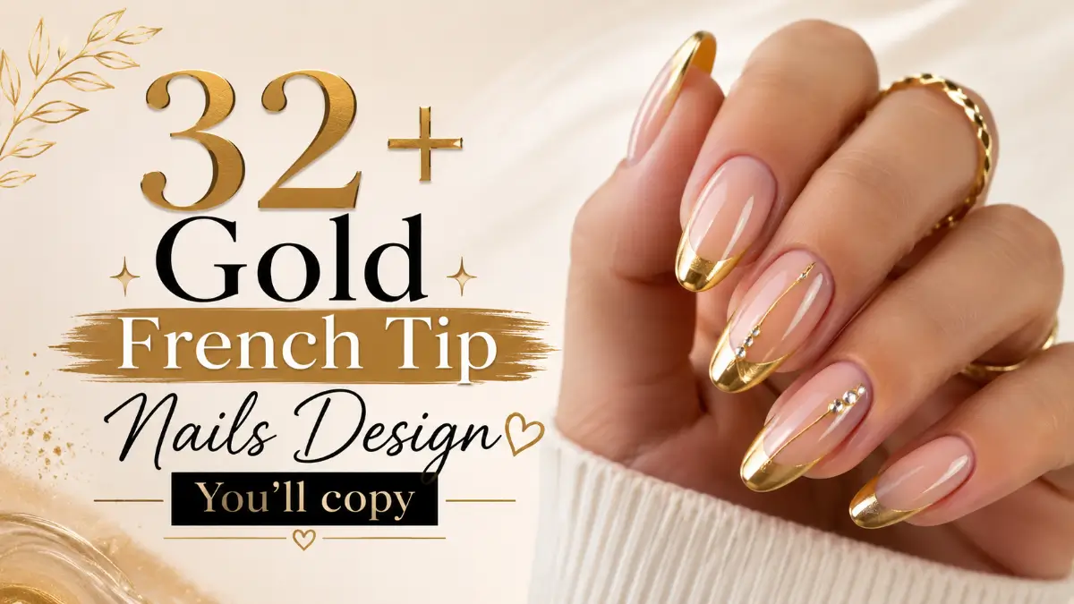 Gold French Tip Nails