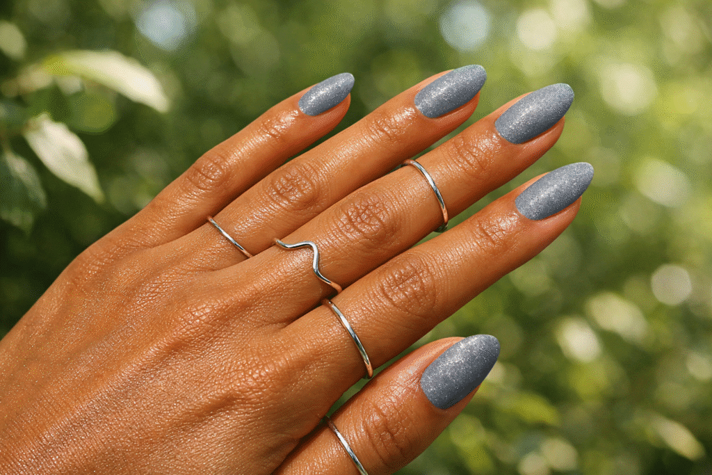 Gray Glitter Nail Design