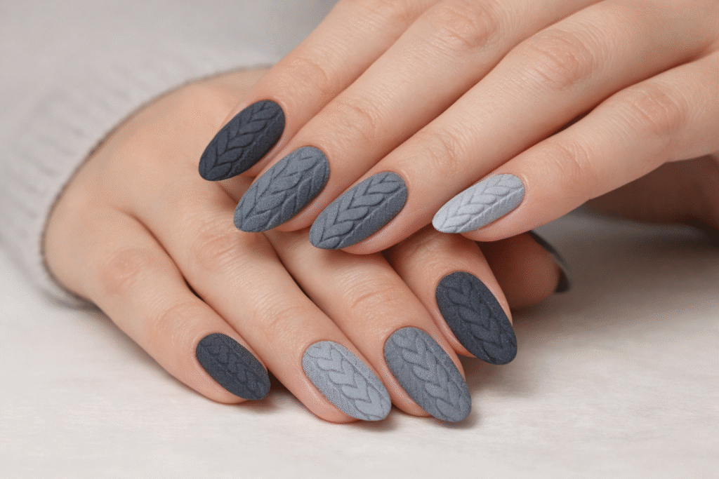 Gray Sweater Nails