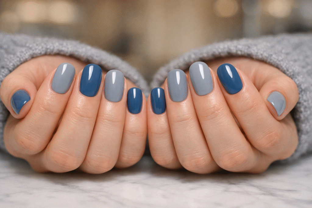 Gray Tonal Nails Design