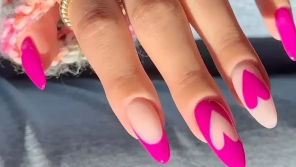 Hot Pink Heart Nails