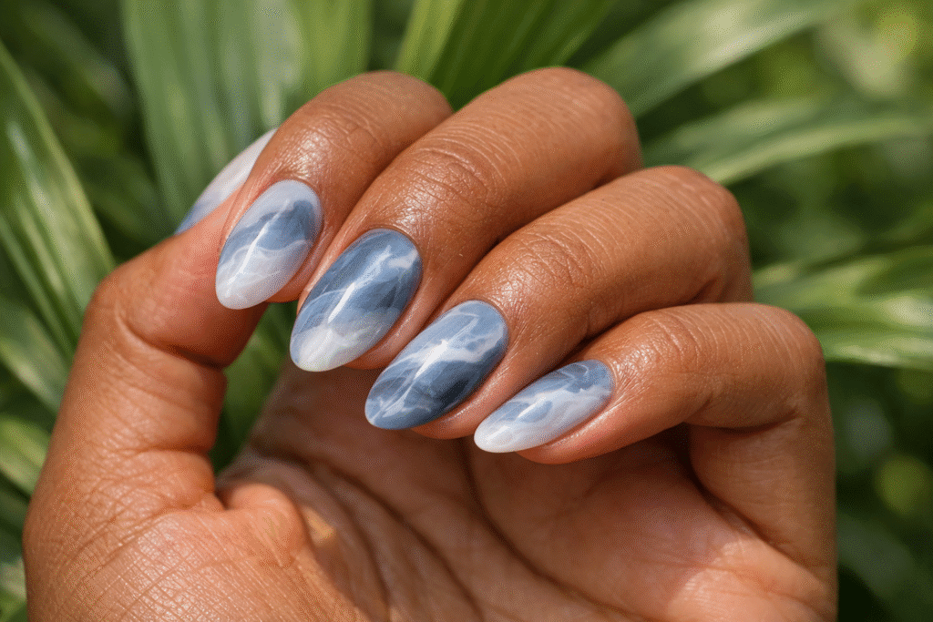 Marble Matte Light Gray Nail Design