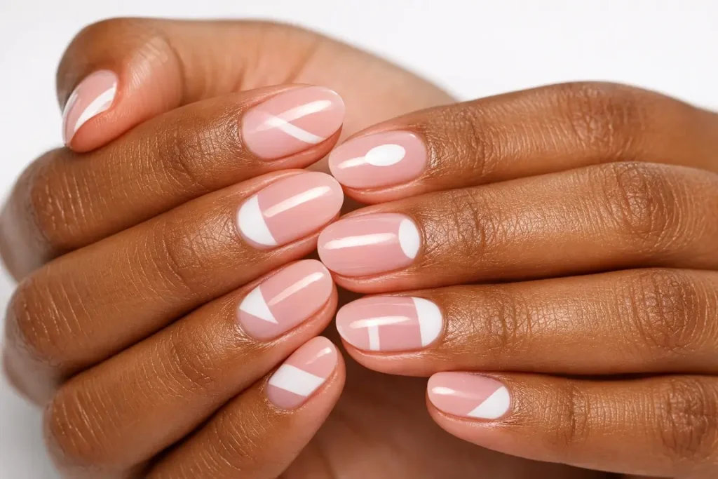 Matte White Abstract Nail Art