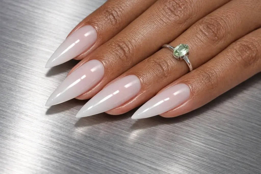 Milky White French Stiletto Nails