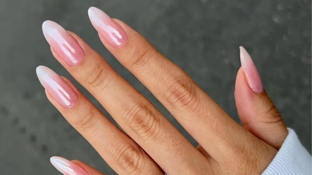 Pink Ombre Chrome Nails