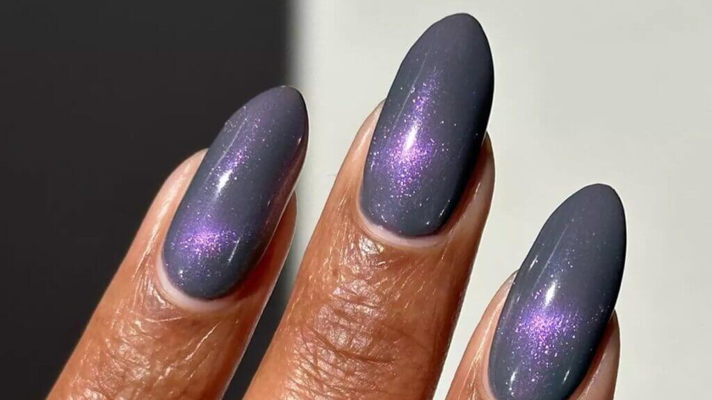 Purple Galaxy Cat Eye Nails