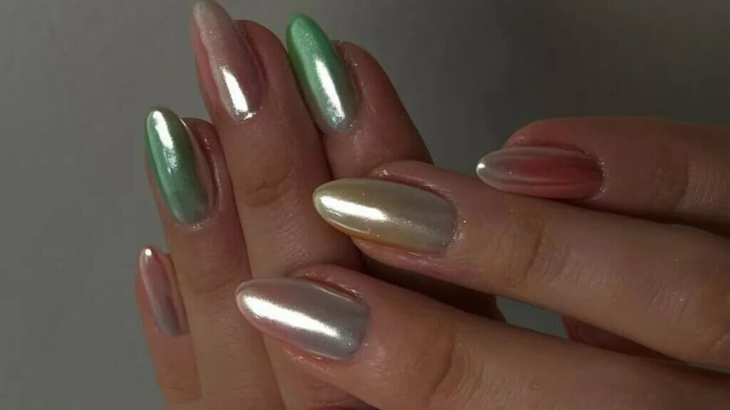 Rainbow Chrome Nails