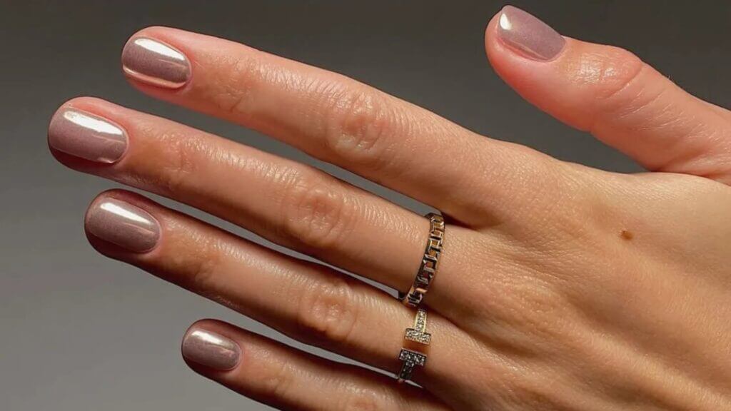 Soft Brown Chrome Nails