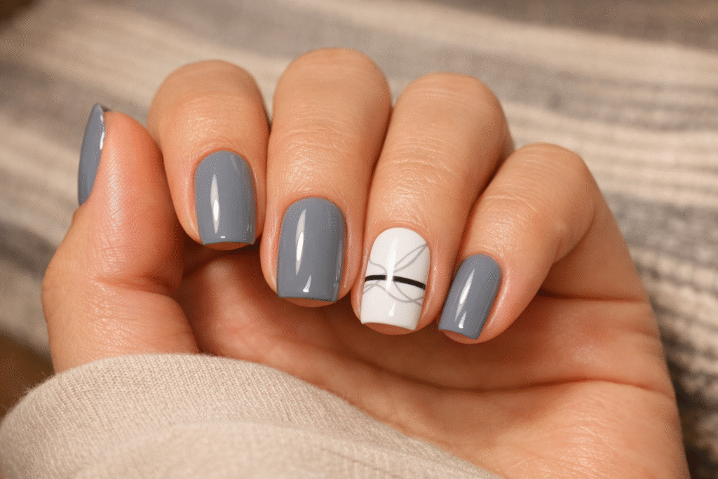 Striped Silver Nails