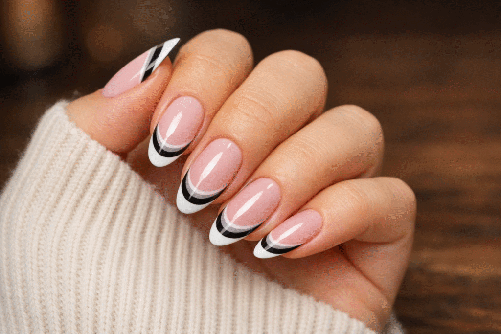 Triple Gray French Tips