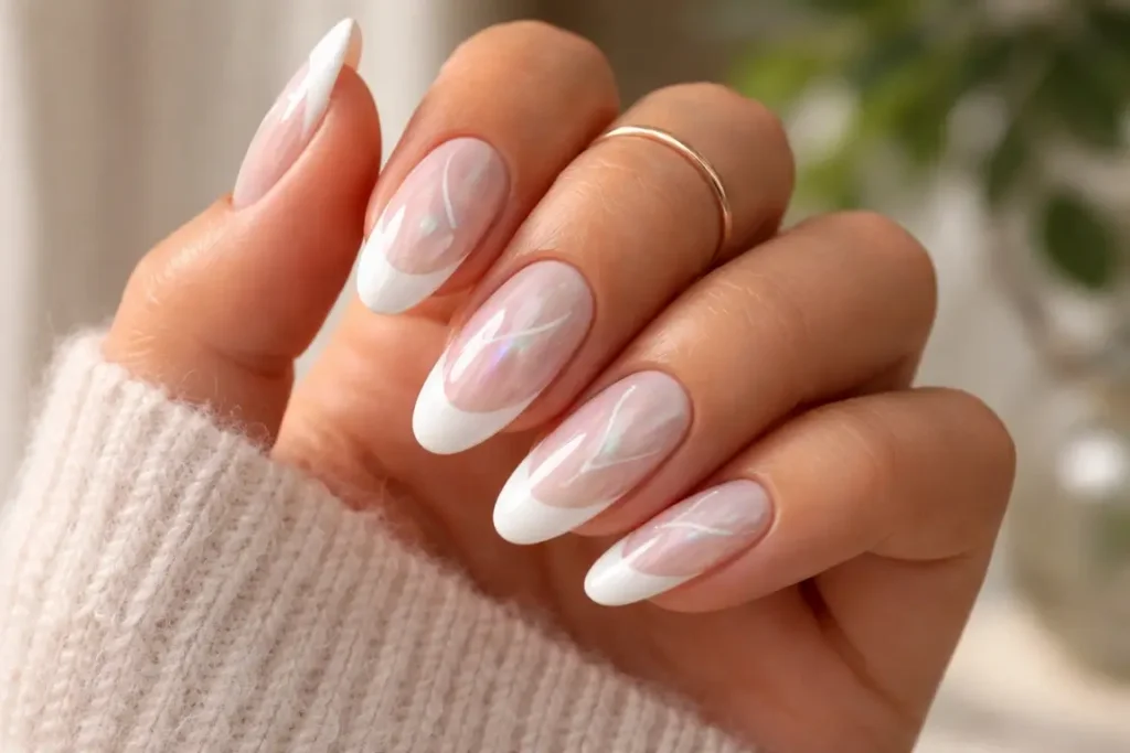 White Chrome Double French Mani