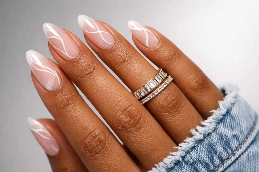 White Swirl Nails