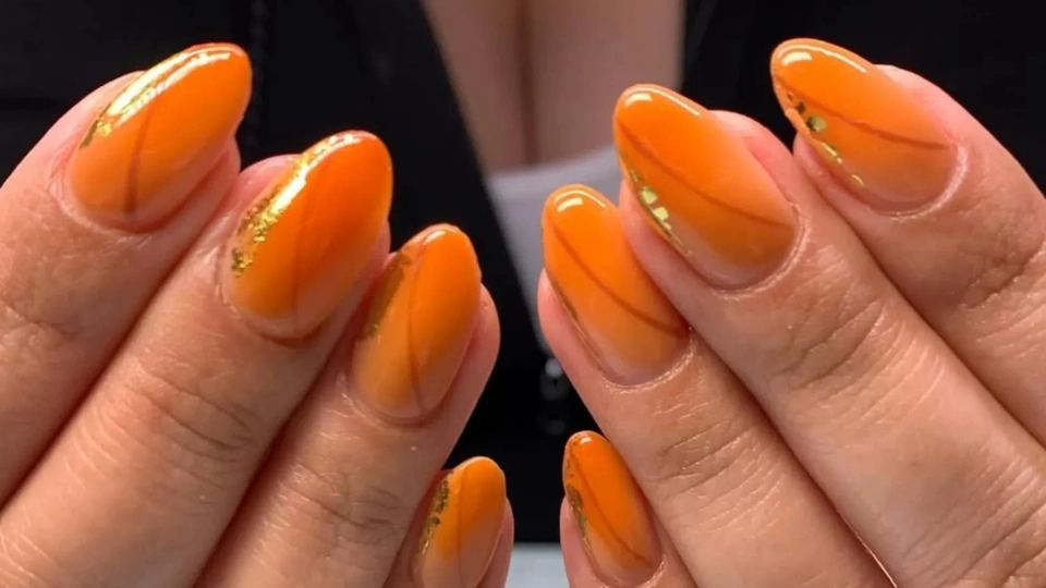 Orange Airbrushed Nails