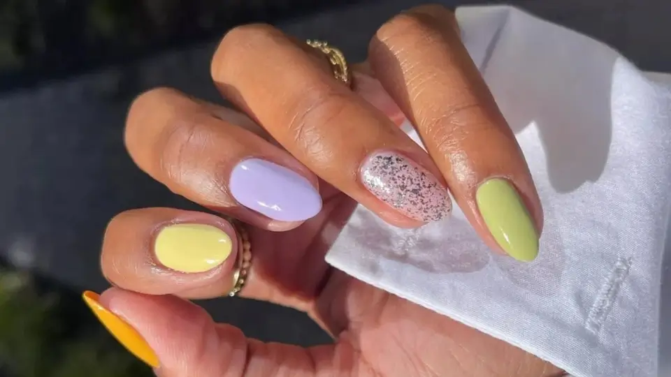 Pretty Pastel Skittle Nails