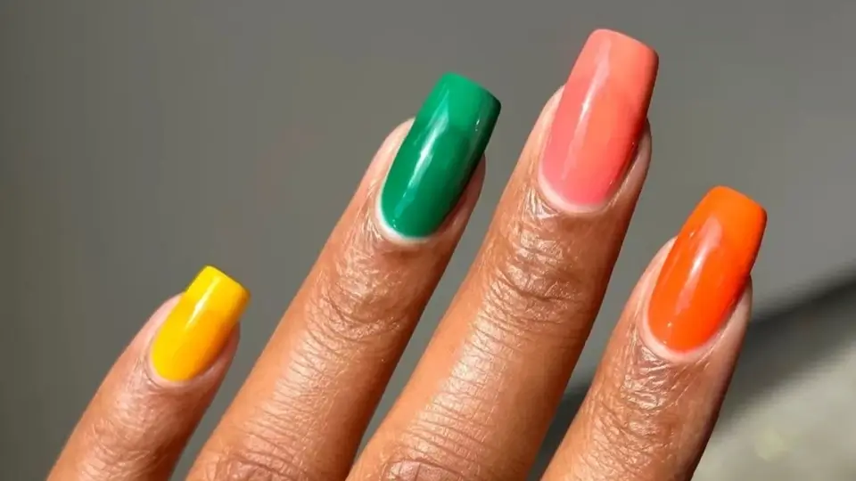 Rainbow Colored Skittle Jelly Nails