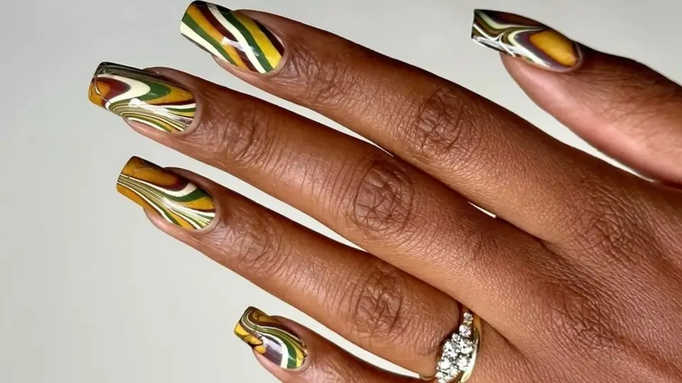 Striped Marble Nails