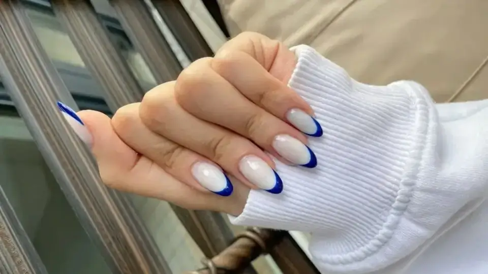 Blue French Tip Nail Designs