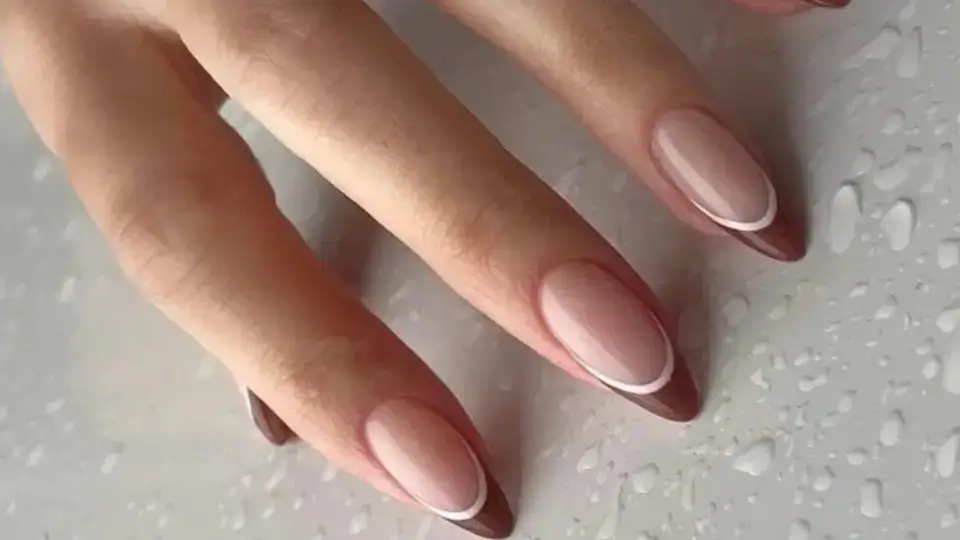Brown French Tip Manicure