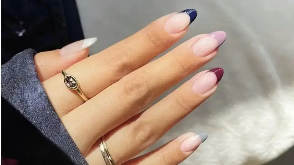 Different Colour French Tip Nails
