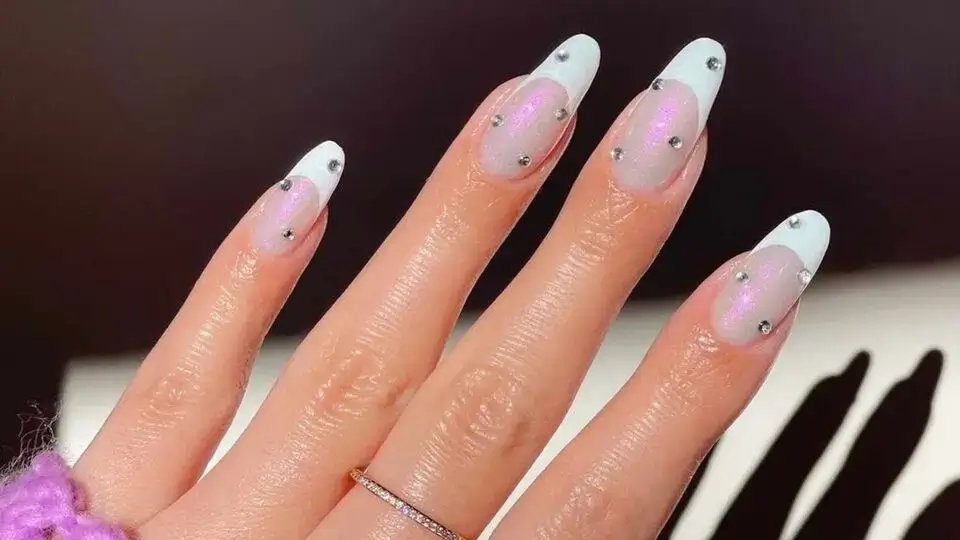 French Tips with Classy Embellishments