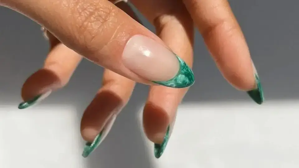 Green French Tip Nails