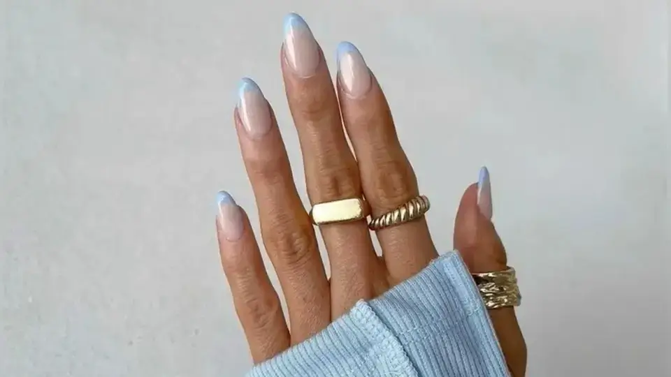 Light Blue French Tip Nails