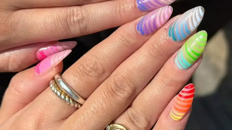Neon Rainbow Nails