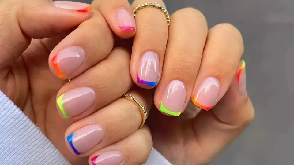 Rainbow Tip Nails