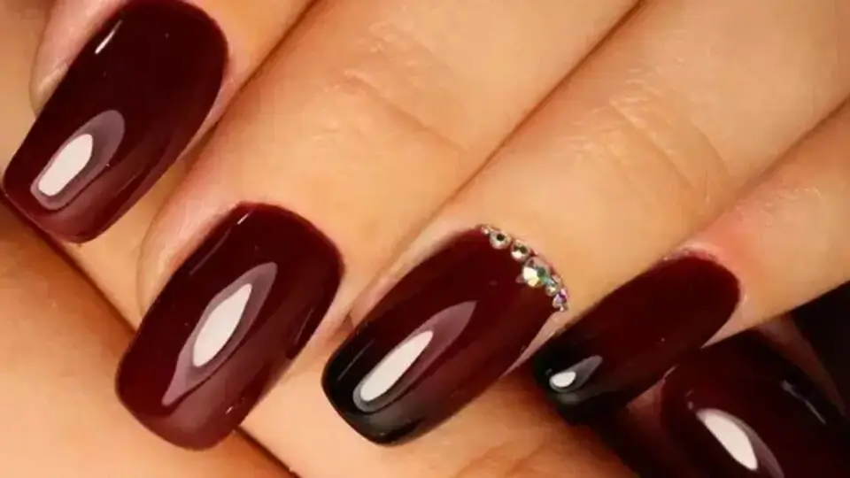 Maroon and Black Ombre Nails