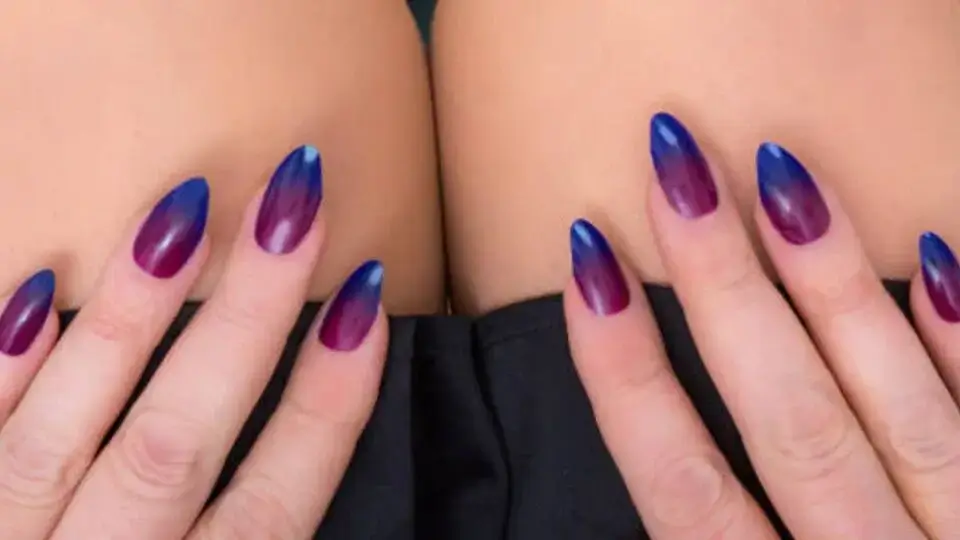 Maroon and Blue Nails