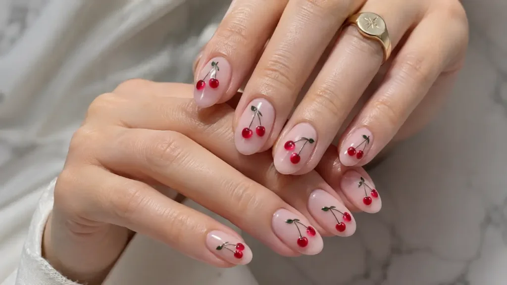 3D Cherry Nails