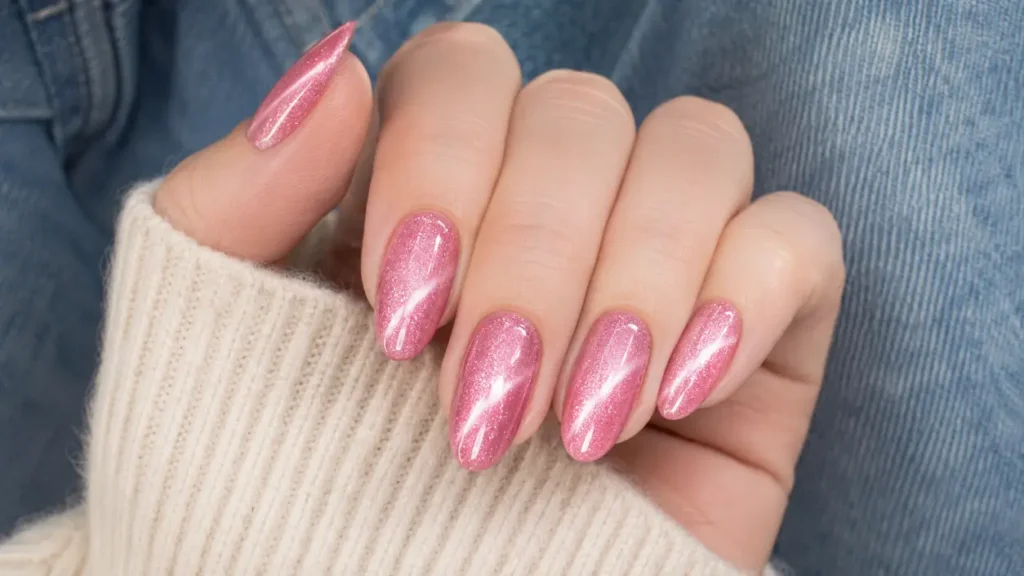 Barbie Pink Cat Eye Nails
