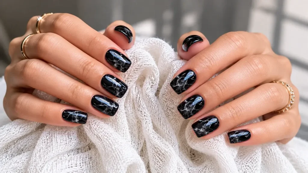 Black Marble Nails