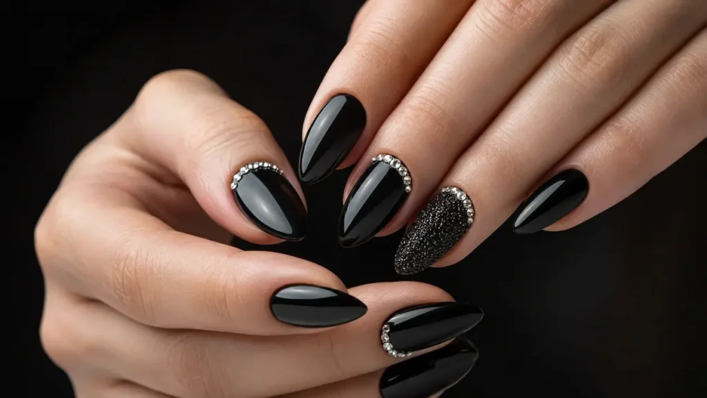 Black Oval Nails